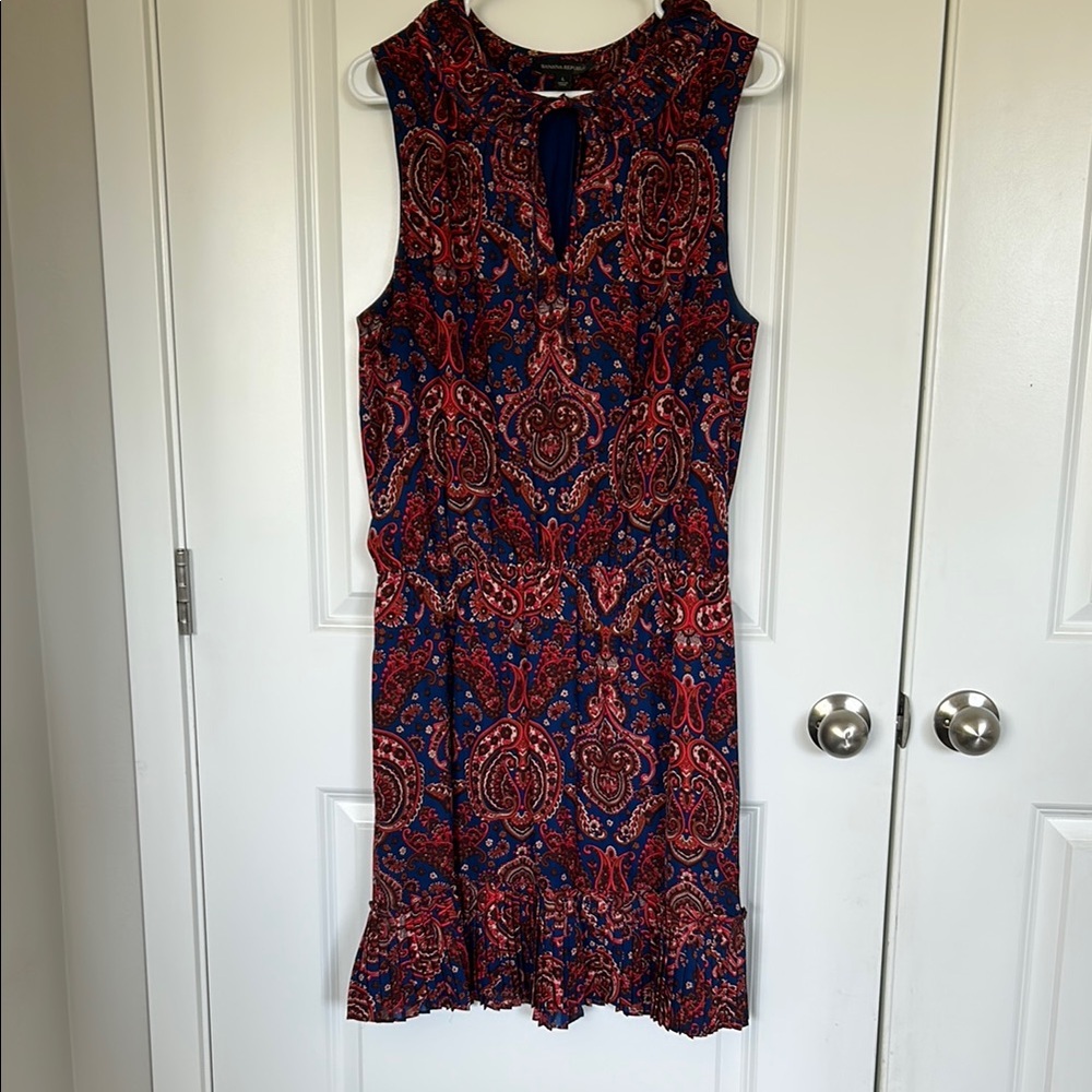 Banana Republic Red and Blue Paisley Midi Dress
